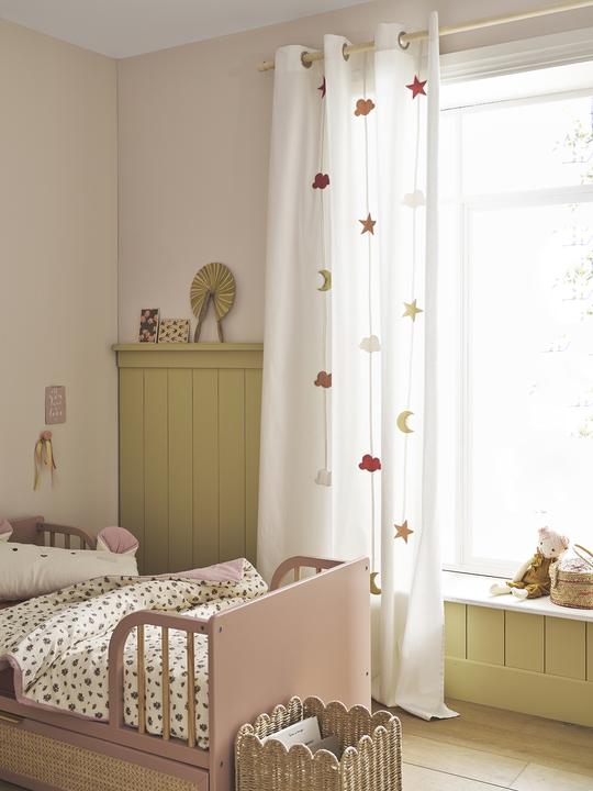 Vertbaudet Kinderzimmer Vorhang STERNE & WOLKEN mit Ösen & Girlande
