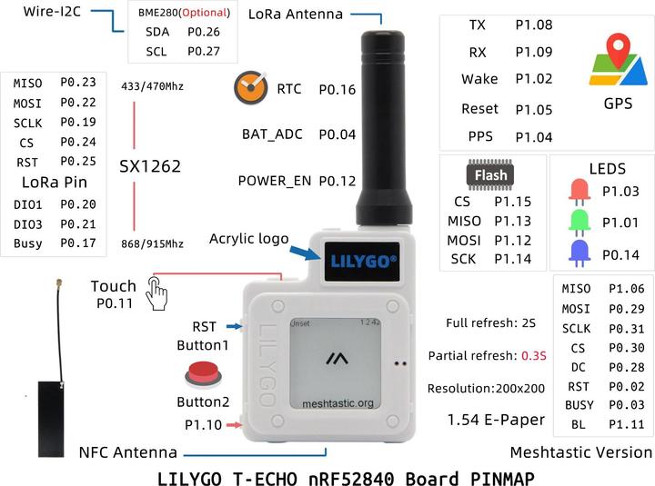 Immagine prodotto Lilygo T-Echo TTGO Meshtastic 868MHz