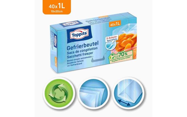 Produktbild Toppits Gefrierbeutel 1 Liter 40 Stück (40 x)