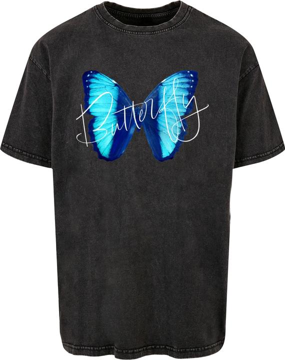 Actual product image Merchcode Butterfly Blue Acid Washed Heavy Oversized Tee - 117169 (M)