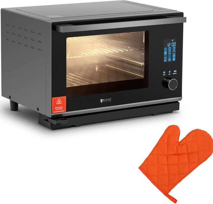 Produktbild Royal Catering Dampfbackofen silber Konvektomat Kombidämpfer Backofen mit Dampfgarer 2100 W