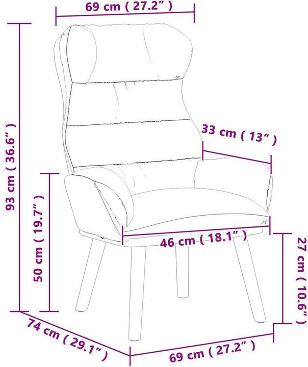 Actual product image VidaXL Recliner pink wool-like fabric