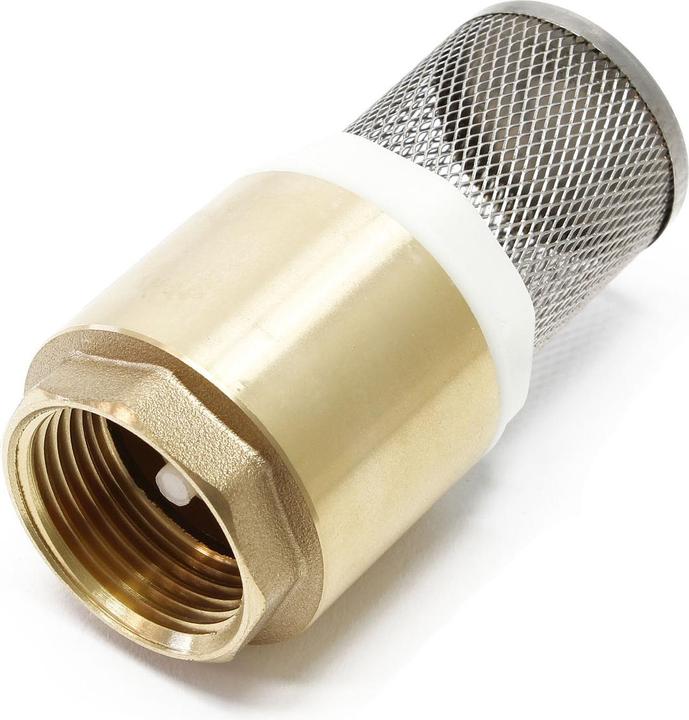Wiltec Messing Fussventil DN25 (1") 33,7mm mit Rückschlagventil Edelstahlkorb Saugkorb
