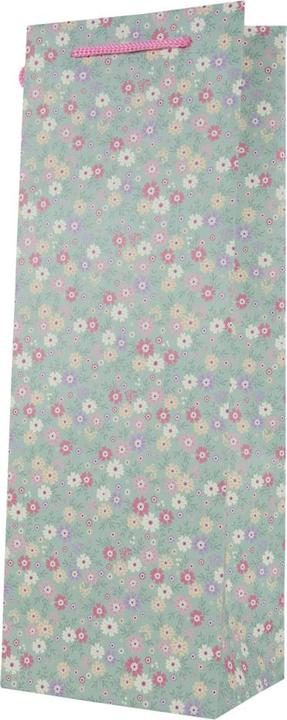 Produktbild Idena Flaschentasche Blumen Kraftpapier 140g/m² grün 12,5x35x9cm (Flaschentasche)