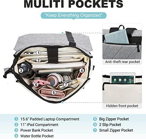 Immagine prodotto Only-Bags.Store Zaino Scuola Borsa Laptop Borsa Lavoro Zaino Notebook Impermeabile con Scomparto Laptop 15.6