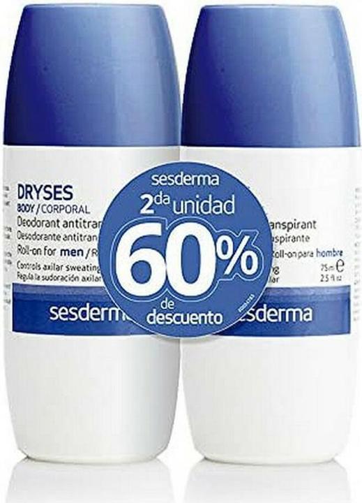 Actual product image Sesderma Dryses Deodorant Antiperspirant Roll On Pack for Men 2x75ml (Roll-on, 75 ml)