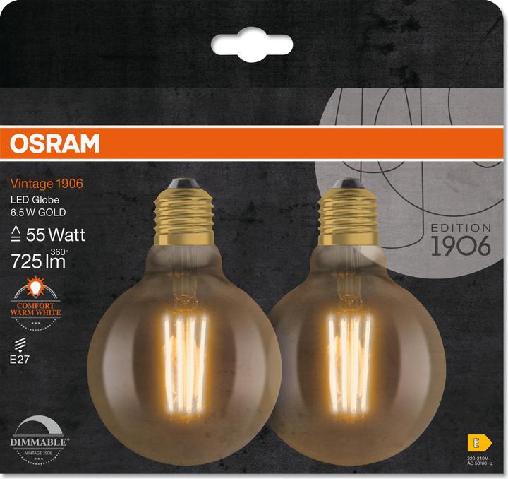 Immagine prodotto Osram Annata 1906 (E27, 6.50 W, 725 lm, 2 x, E)