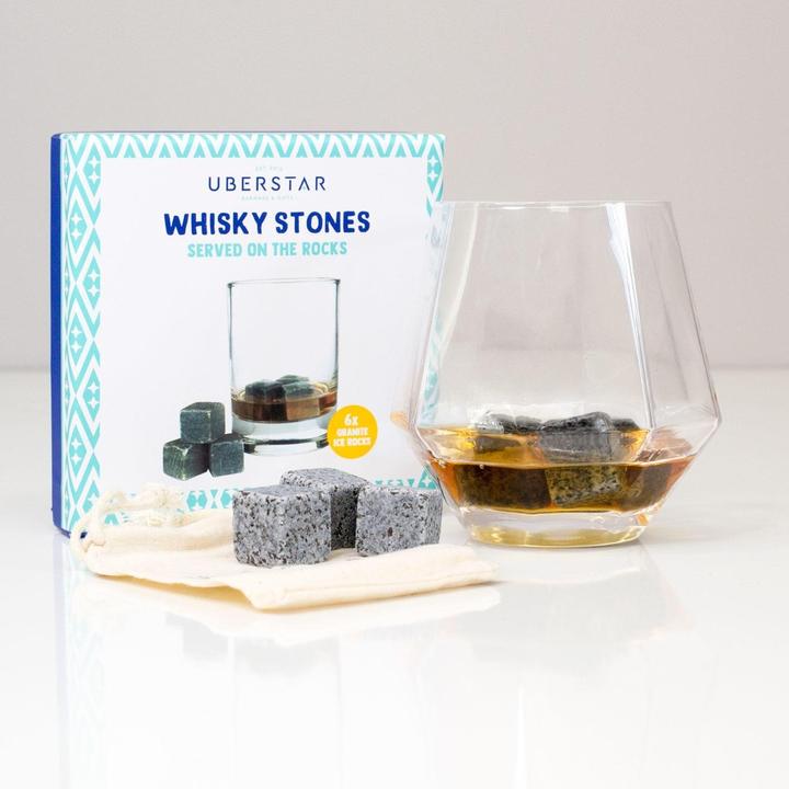 Image du produit Uberstar Jeu de 6 pierres à whisky avec sac (Pierres à whisky)