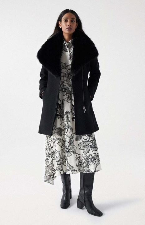 Actual product image Salsa Jeans Wool Coat Wool Coat With Fur Collar (XS)