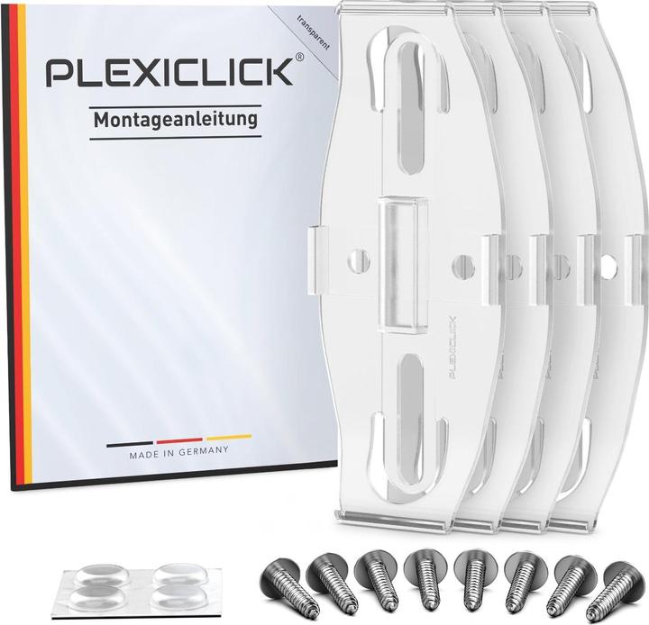 Produktbild Plexiclick Â® rahmenloser Kennzeichenhalter transparent (Front + Heck, Universal)