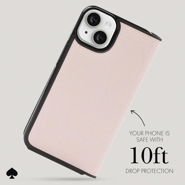 Produktbild Kate Spade Wrap Folio Case - Skórzane etui z klapką iPhone 15 (Pale Vellum) (Apple iPhone 15)