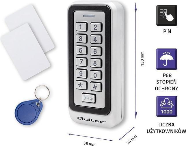 Produktbild Qoltec 52443 Code lock TRITON with RFID (Schlüsselkarte)