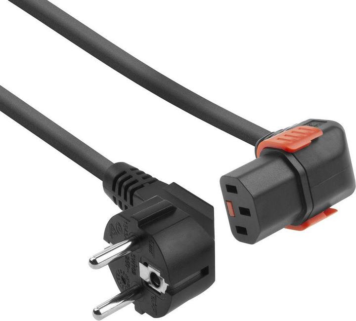 Immagine prodotto Iec Lock Cavo di alimentazione 230V CEE 7/7 maschio (angolato) a C13 (angolato verso il basso) bloccabile (1 m)