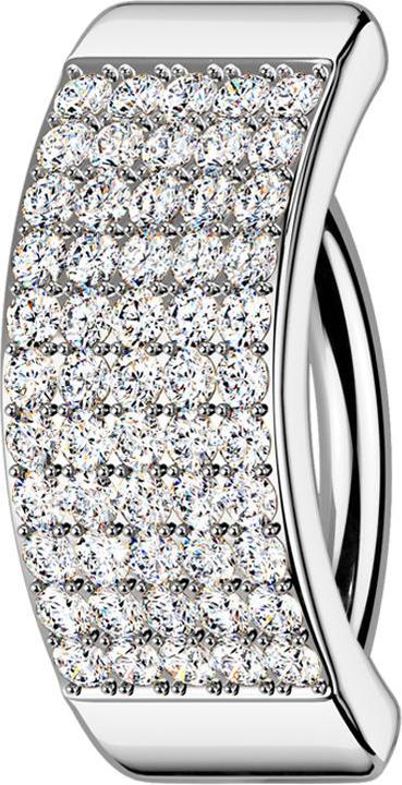 Star Piercing Banane klappbar silber Schild fünf Reihen Kristalle silber (Messing, Chirurgenstahl 316L)