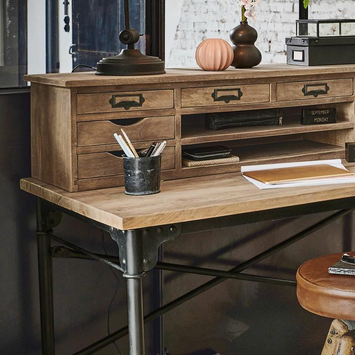 Actual product image Loberon Desk Leognan brown / black (117 x 65 x 103 cm)
