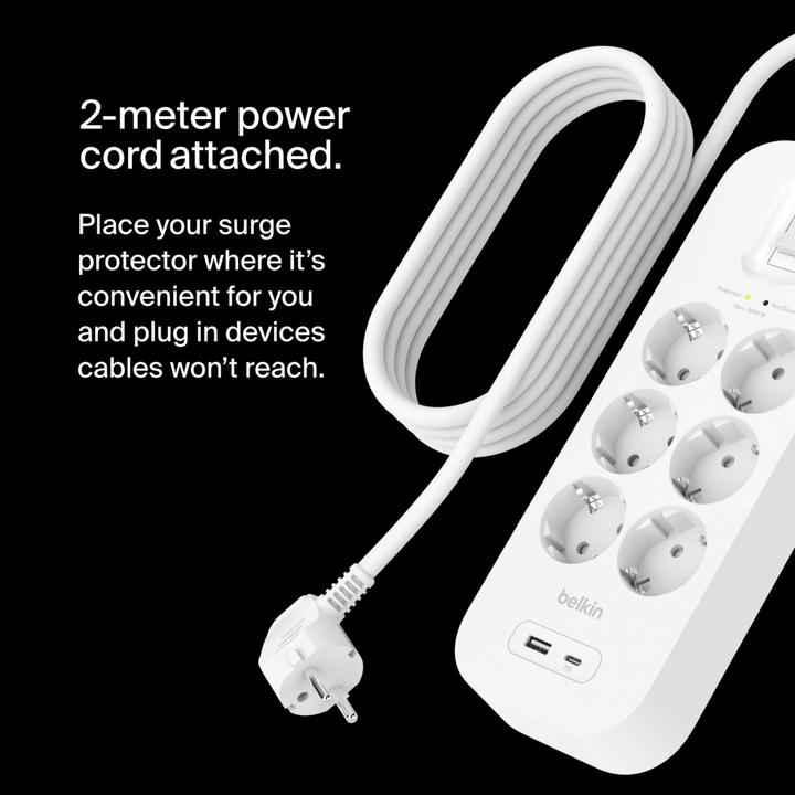 Image du produit Belkin Protection contre les surtensions Surgemaster (6 x, CEE 7/3, 2 m)