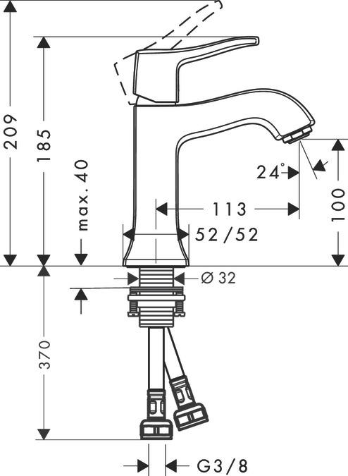 Produktbild hansgrohe HG EH-WT-MI METRIS CLASSIC DN 15 ohne Ablaufgarnitur chrom