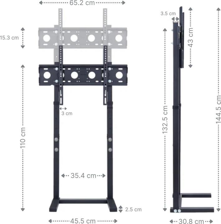Produktbild Hermex Universal TV-Ständer LCD Fernseher Bildschirm Standfuss Display Schwarz (65", 40 kg)