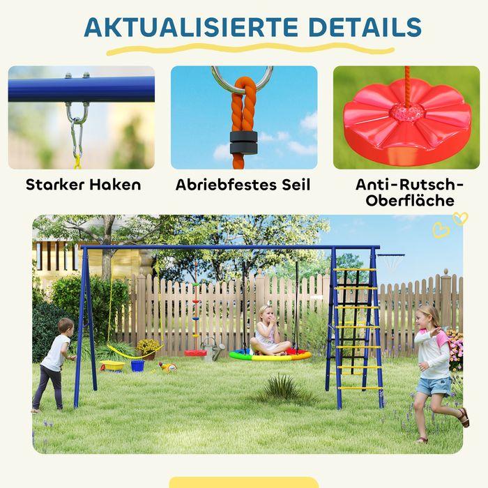 Produktbild Swisshandel24 Kinderschaukel-Set 6 in 1 Schaukelgerüst aus Stahl mit Gurtschaukel Nestschaukel