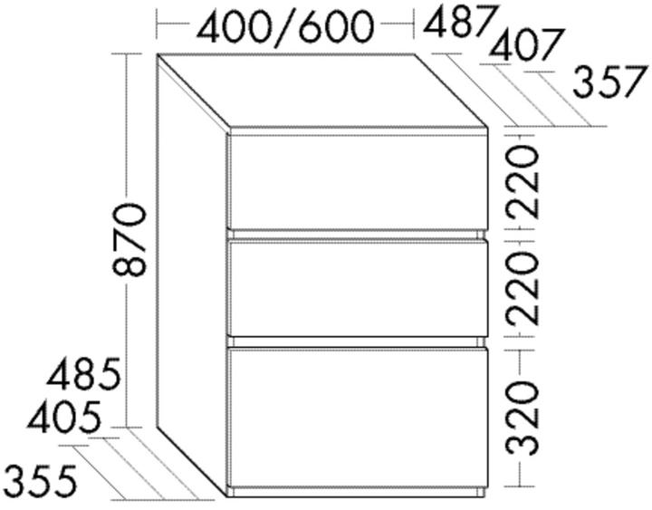 Actual product image burgbad Lin20 tall cabinet with 2 doors, door hinge left, 400x345x1760mm, HSPC040L