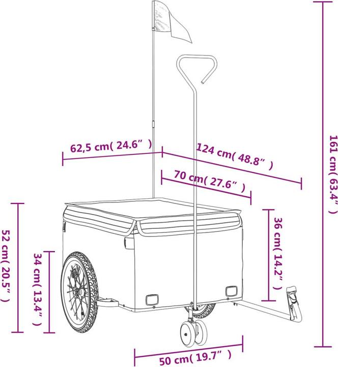 Image du produit VidaXL Fahrradanhänger 45 kg Eisen