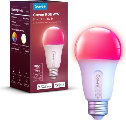 Produktbild Govee Smart Light Bulb (E27, 9 W, 800 lm, 1 x, F)