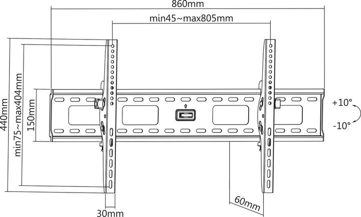 Actual product image Manhattan 423830 (Wall, 70", 75 kg)