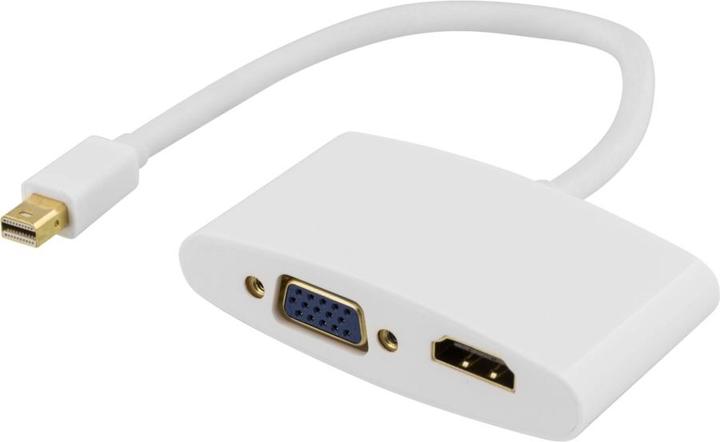 Produktbild Deltaco DP-HDMIVGA1-K video cable adapter Mini DisplayPort HDMI + VGA (D-Sub) White (HDMI, Mini DP, 25 cm)