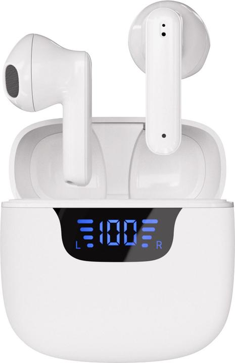 Produktbild Vivanco TWS Bluetooth Kopfhoerer mit LED-Display Case, weiss (180 h, Kabellos)