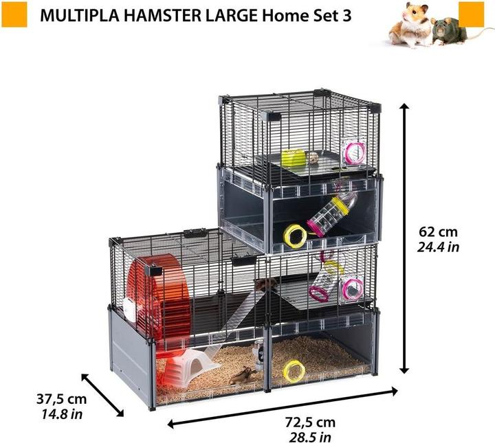 Actual product image Ferplast Multipla Hamster Large grey, 107.5x37.5x h 42cm (1 pc)