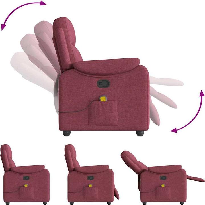 Produktbild VidaXL Massagesessel Weinrot Stoff Massage TV-Sessel
