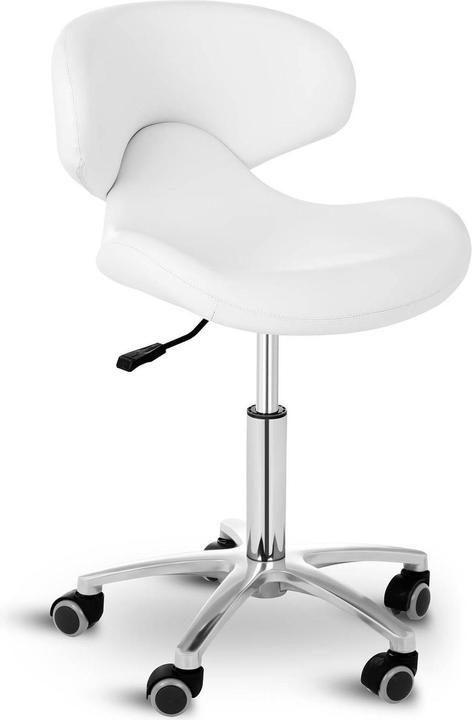 Actual product image Physa Rollhocker Mit Lehne Arbeitshocker Drehhocker Praxishocker Gasfeder Weiss 150 Kg