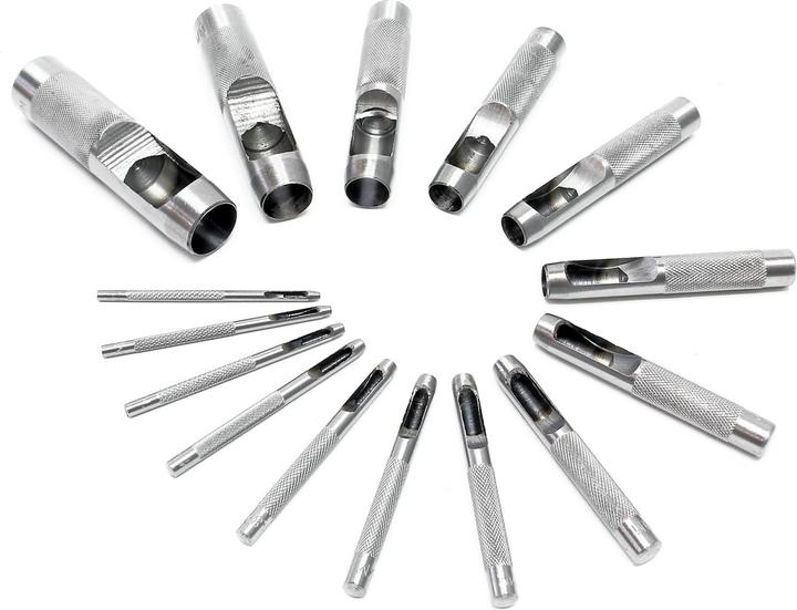 Image du produit Wiltec Jeu Poinçons de cuir 2-22mm 15 pcs. Acier au carbone Cuir Caoutchouc Plastique souple Outil B