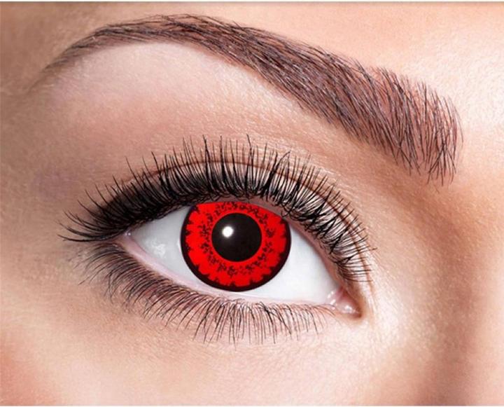 Fasnacht Kontaktlinsen rotes Fieber (Schwarz, Rot)