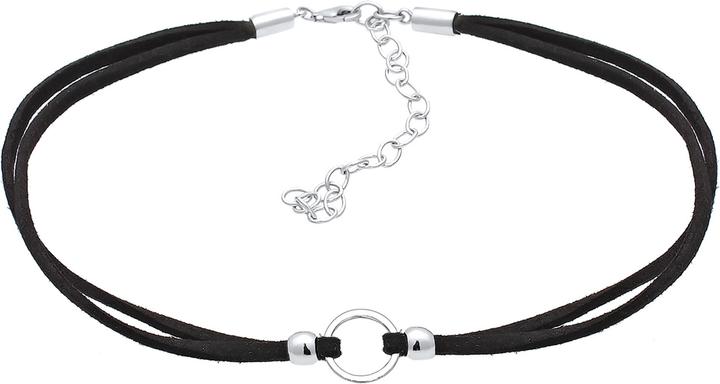 Elli Choker, Kreis, Leder (Kunstleder, 925er Sterling Silber, No Stein, 32 cm)