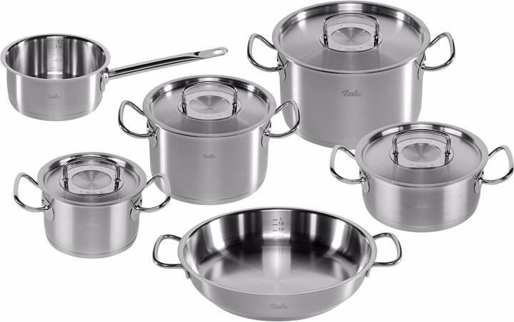 Actual product image Fissler orig.-profi collection pot set 5-pcs. + serving pan (Pan set + pot set, Stainless steel)