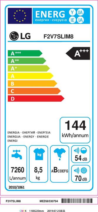 Energy Label LG F2V7SLIM9 (9 kg, Left)