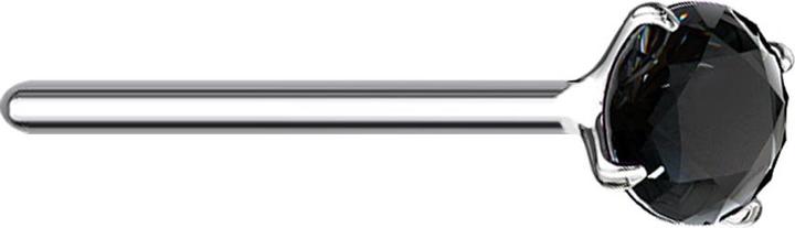Star Piercing Nasenstecker biegen silber runder Kristall schwarz gefasst (ohne Messing, 925 Sterlingsilber)