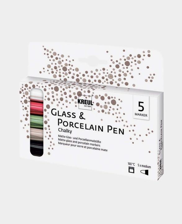 Produktbild Kreul Glass & Porcelain Pen (Noble Nougat, Cozy Red, Rosemary Green, White Cotton, Black Carbon, 5 ml)