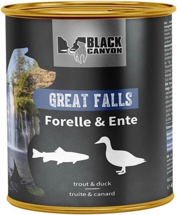 Produktbild Black Canyon Nassfutter Adult Great Falls Ente & Forelle, 820 g (Adult, 1 Stk., 921 g)