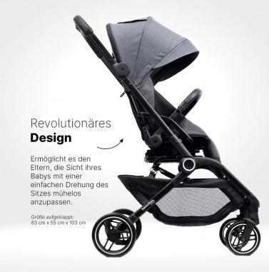 Productafbeelding Hamilton by yoop T1 Grau – Premium Buggy mit MagicFold™ 360Grad drehbar