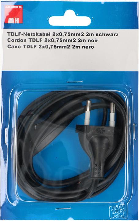 Produktbild Max Hauri TDLF-Netzkabel H03VVH2-F2X0.75 Typ 26 mit Schalter (2 m)
