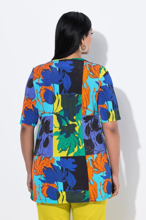 Produktbild Ulla Popken Slinkyshirt, Blätter, A-Linie, V-Ausschnitt, Halbarm (50, 52)