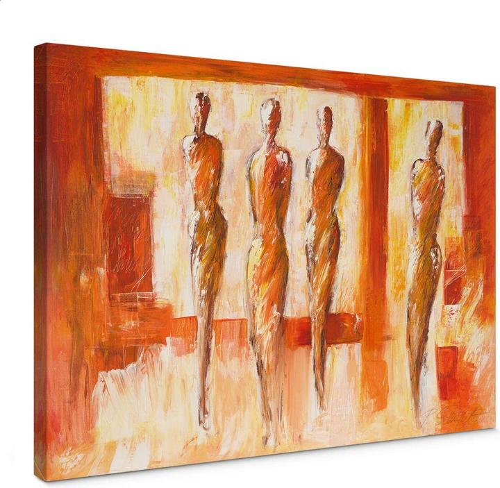 Trenddeko Schüssler - Quatre figures en orange (30 x 20 cm)