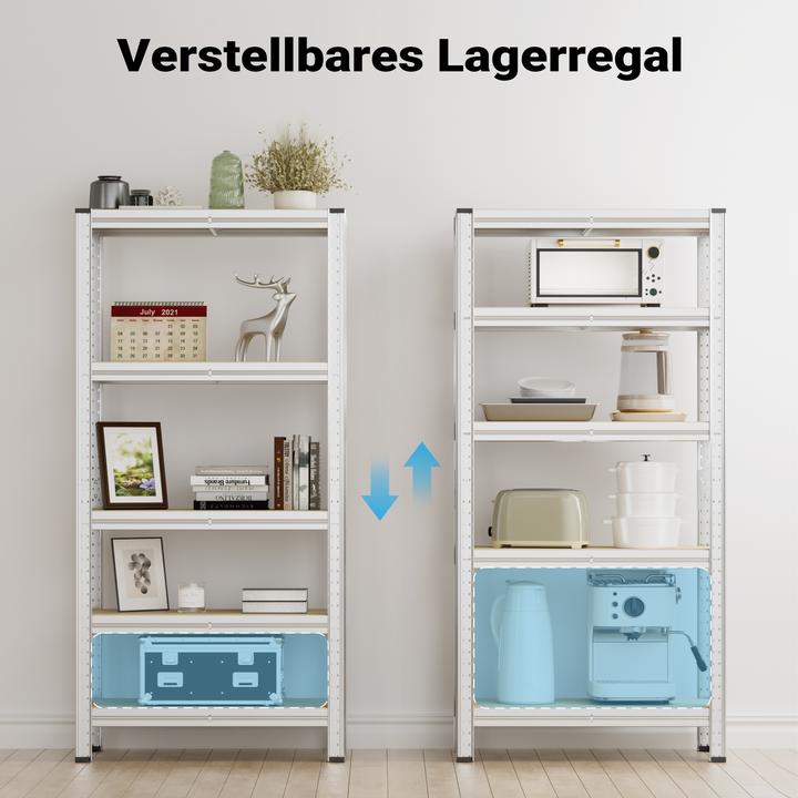 Actual product image Wiltec Heavy-duty Shelving System Zincked Boltless Steel 154x75x30cm Total Load of 875kg 5 Racks