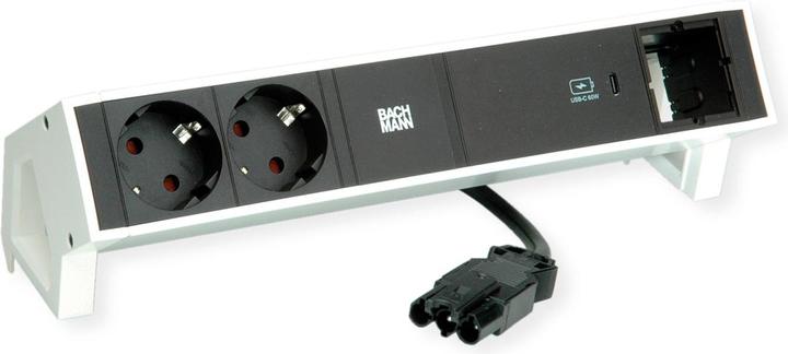 Produktbild Bachmann DESK 2 2x Steckdose 1x USB-C Charger 60W 1x CM (902.937), weiss (2 x, CEE 7/3, 0.20 m)