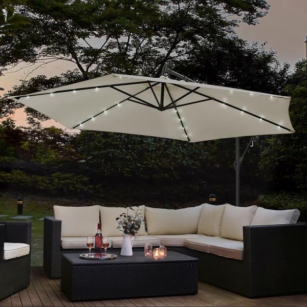 Produktbild Juskys Ampelschirm Brazil mit LED und Kurbel (1 m)