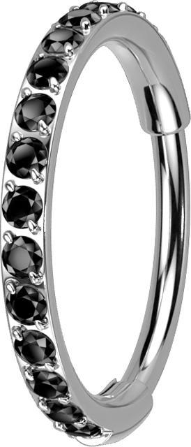 Immagine prodotto Star Piercing Anello a micro segmenti con cerniera in argento e cristalli laterali neri (Titanio G23, senza ottone)