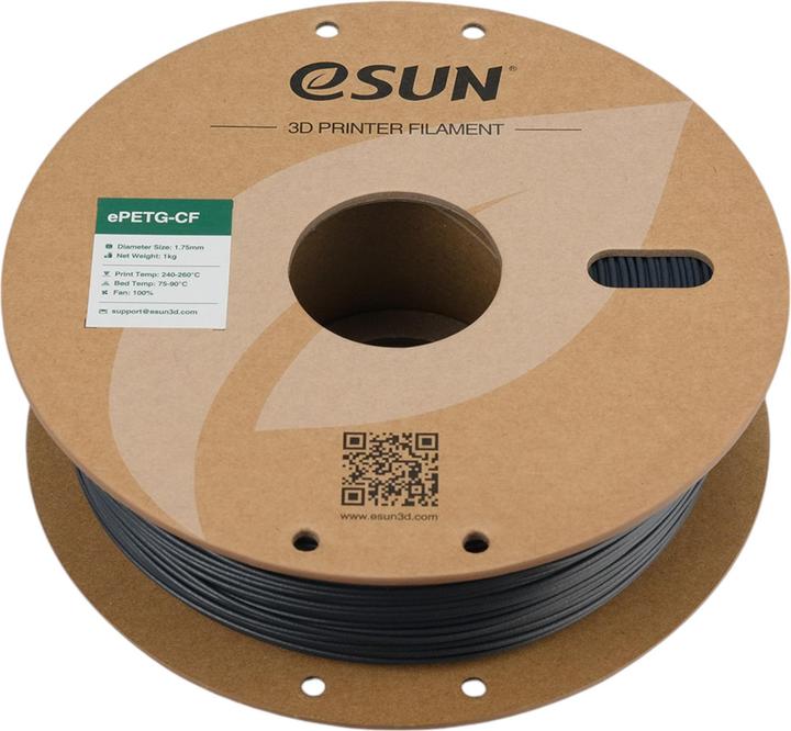 Produktbild eSUN ePETG-CF Carbon Grau Filament 1.75mm 1Kg (PETG, 1.75 mm, 1000 g, Grau)