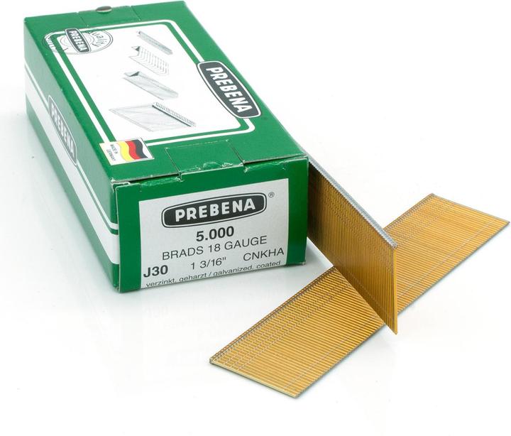 Produktbild Prebena J 30 CNKHA Stauchkopfnägel Brads 30mm 5000 Stück - aus verzinktem Stahl, geharzt